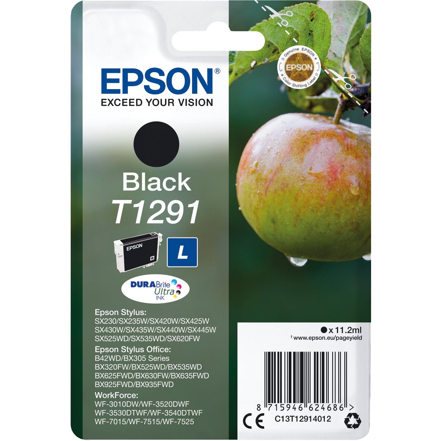 Epson Tintenpatrone Originalzubehör T1291 ca. 380 Seiten schwarz 11,2ml
