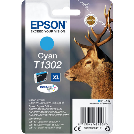 Epson Tintenpatrone Originalzubehör T1302 ca. 765 Seiten cyan 10,1ml