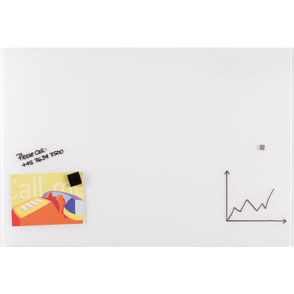FRANKEN Glasboard 100 x 65 x 0,4 cm (B x H x T) Tafel magnethaftend inkl. 2 Neodymmagnete Tempered Glas reinweiß