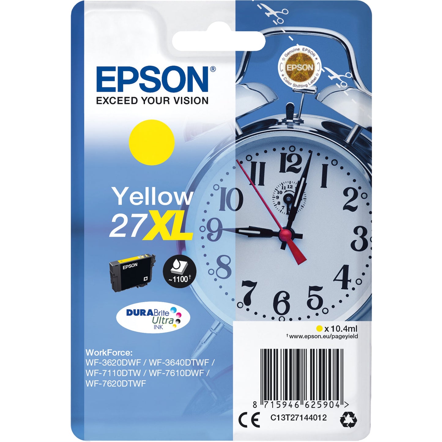 Epson Tintenpatrone Originalzubehör 27XL ca. 1.100 Seiten gelb 10,4ml