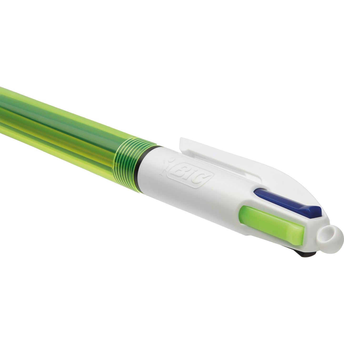 BIC® Mehrfarbkugelschreiber 4 Colours® Fluo blau, schwarz, rot: 0,4 mm, neongelb: 0,6mm blau, schwarz, rot, neongelb Druckmechanik