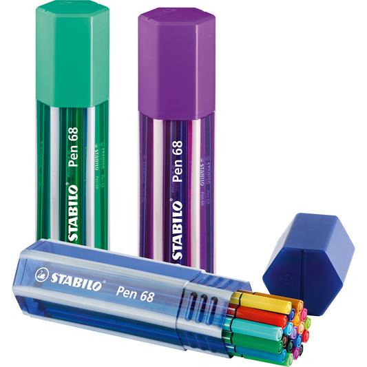 STABILO® Fasermaler 68 Big Pen Box 1mm farbig sortiert nicht auswaschbar 20 St./Pack.