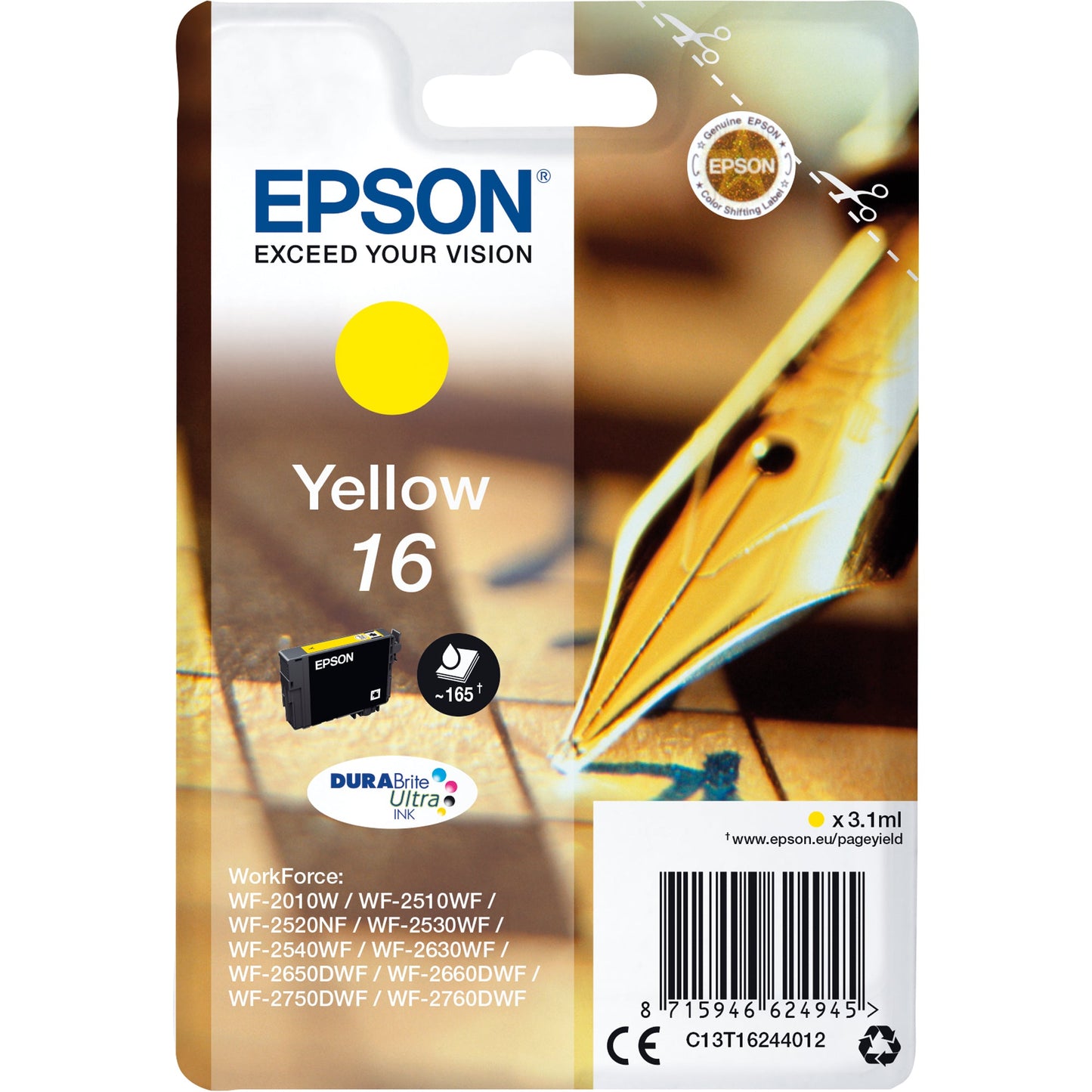 Epson Tintenpatrone Originalzubehör 16 ca. 165 Seiten gelb 3,1ml