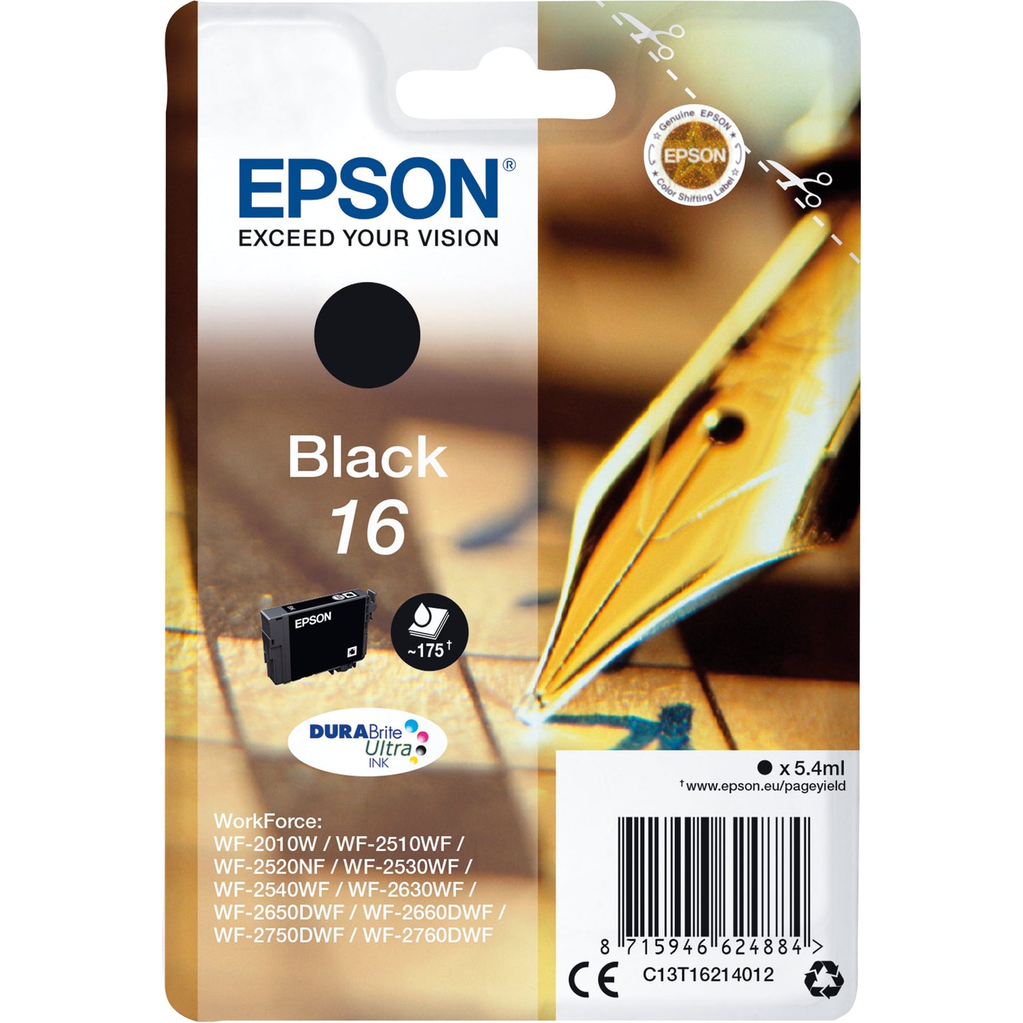 Epson Tintenpatrone Originalzubehör 16 ca. 175 Seiten schwarz 5,4ml
