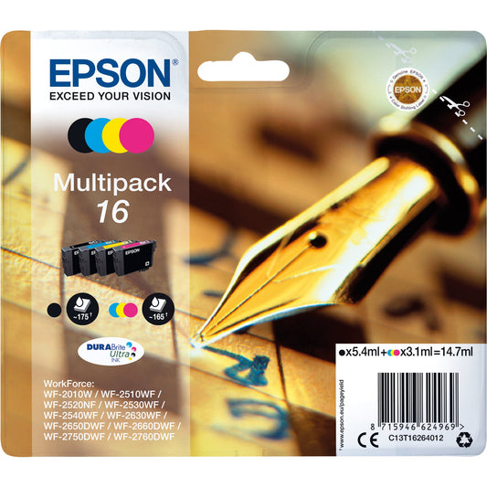 Epson Tintenpatrone Originalzubehör 16 ca. 175 Seiten schwarz, ca. 3 x 165 Seiten farbig schwarz, mehrfarbig 4 St./Pack.