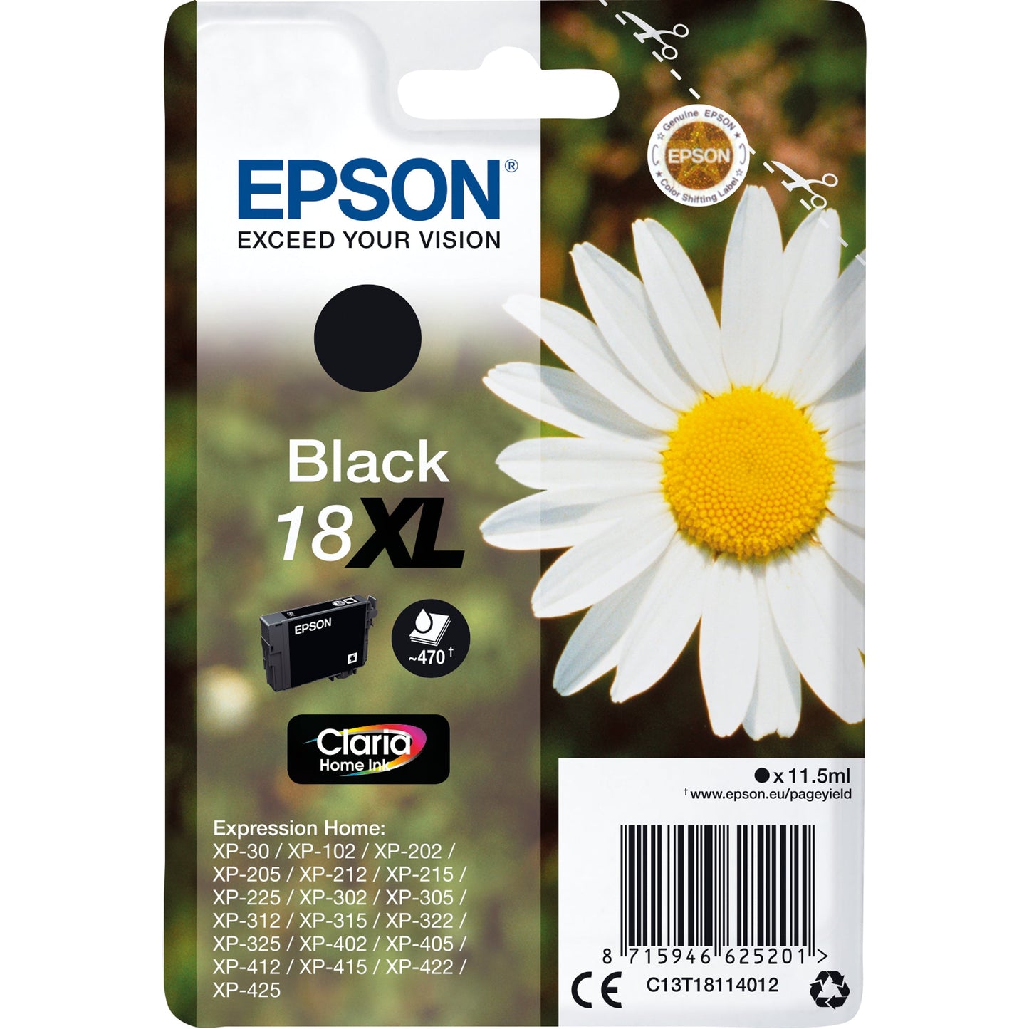 Epson Tintenpatrone Originalzubehör 18XL ca. 470 Seiten schwarz 11,5ml