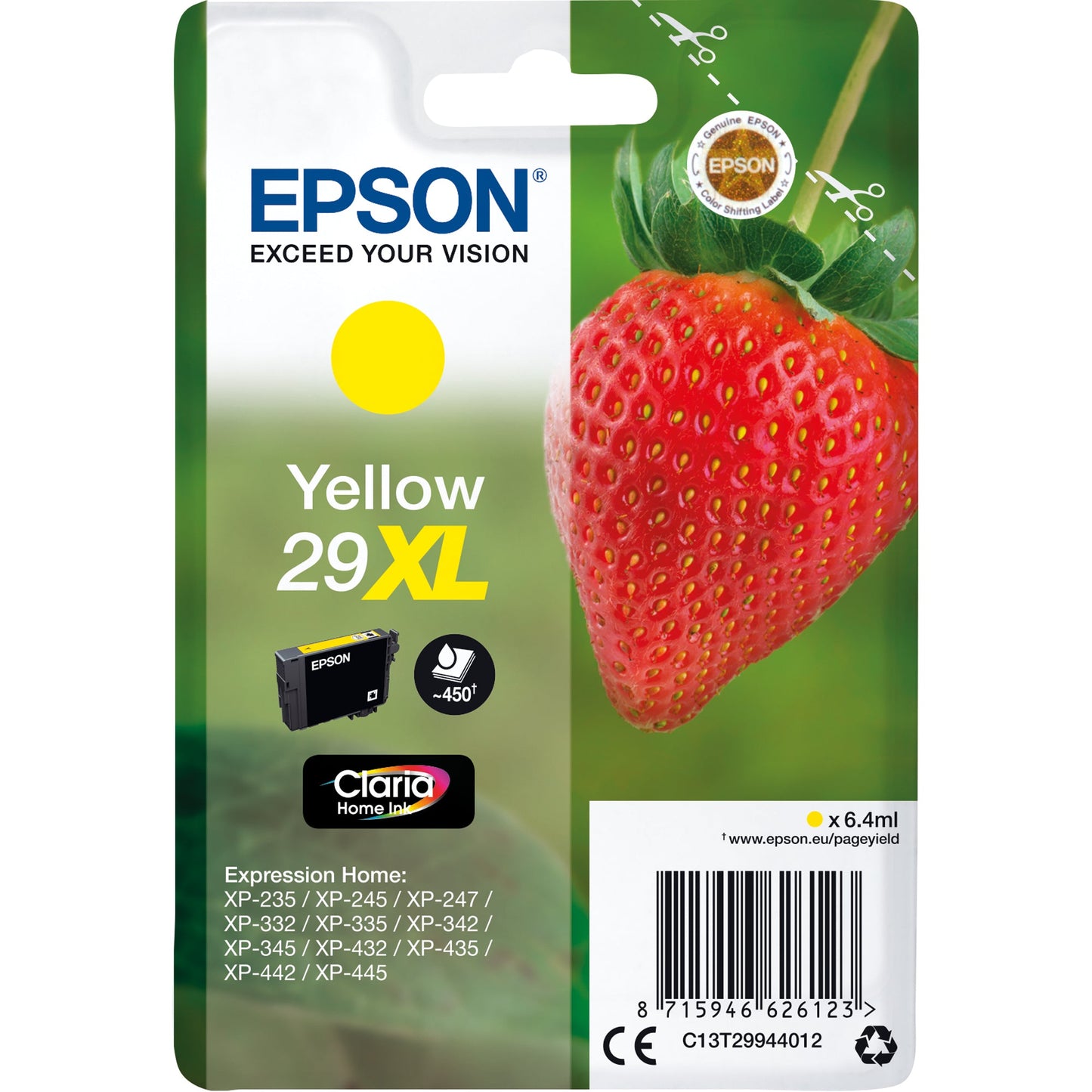 Epson Tintenpatrone Originalzubehör 29XL ca. 450 Seiten gelb 6,4ml