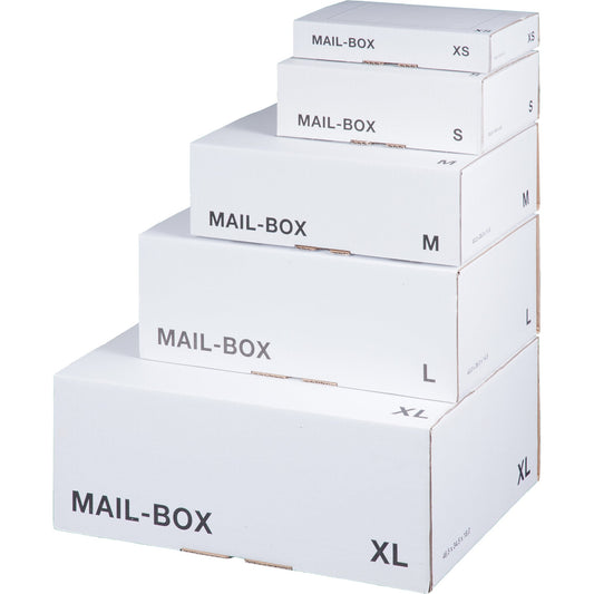 smartboxpro Versandkarton MAIL-BOX XS Innenmaße: 24,4 x 3,8 x 14,5 cm (B x H x T) Karton weiß 20 St./Pack.