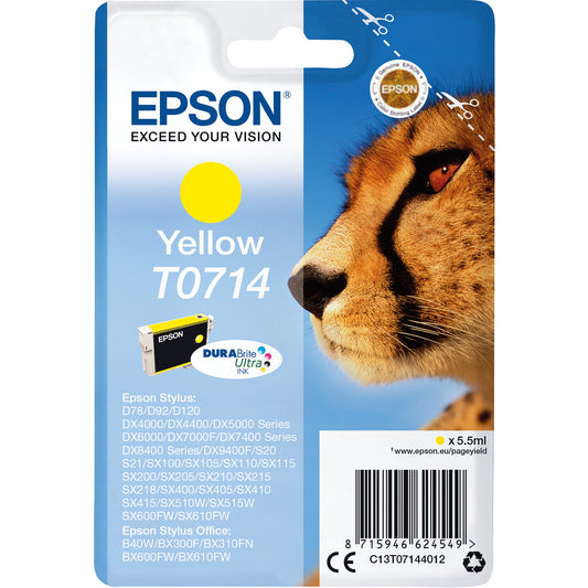 Epson Tintenpatrone Originalzubehör T0714 ca. 415 Seiten gelb 5,5ml