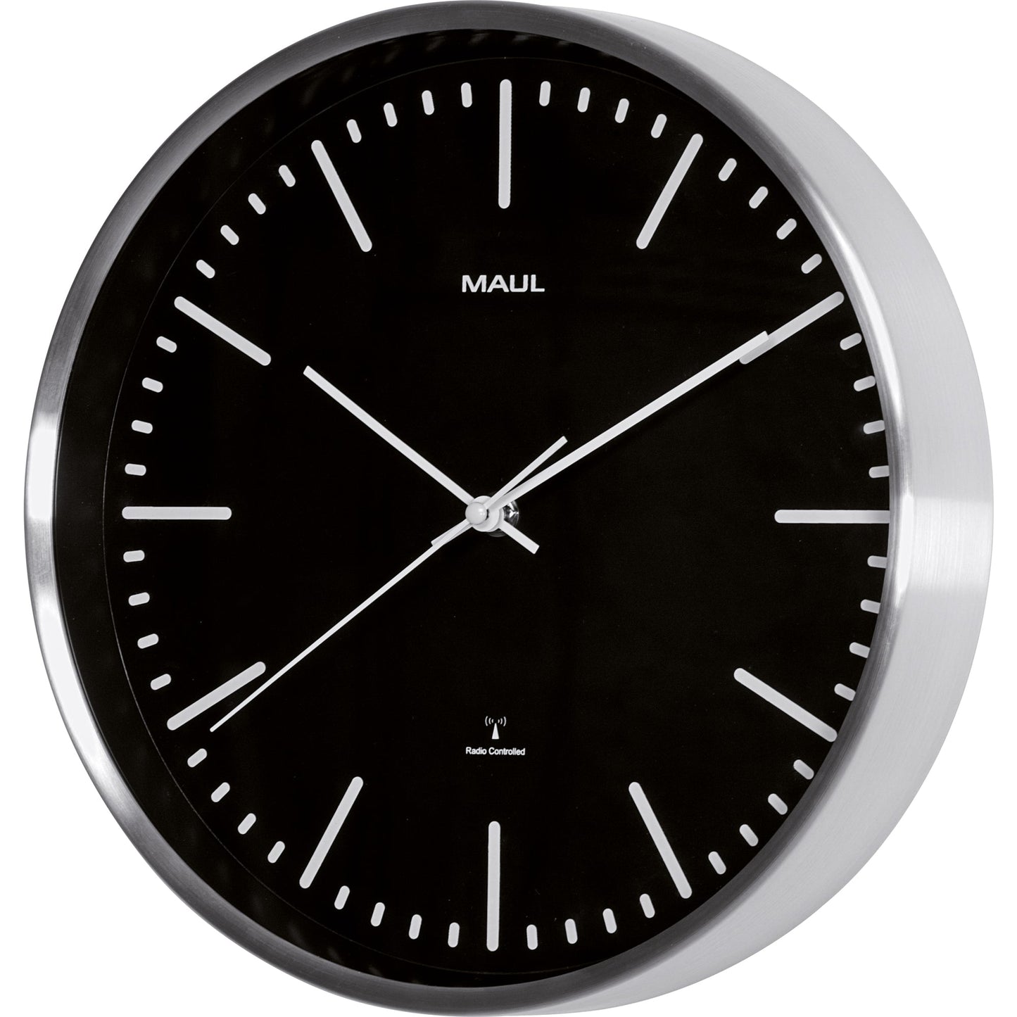 MAUL Funkuhr MAULfly 30,5cm Innenbereich Aluminium, gebürstet