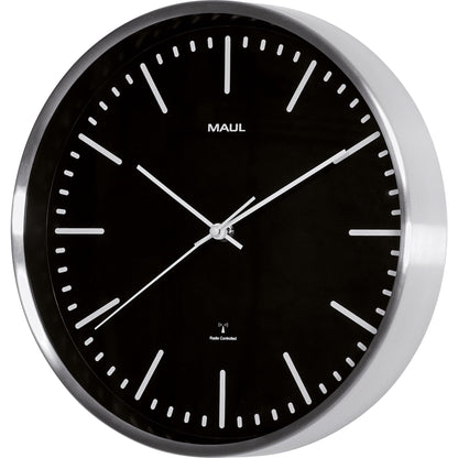 MAUL Funkuhr MAULfly 30,5cm Innenbereich Aluminium, gebürstet