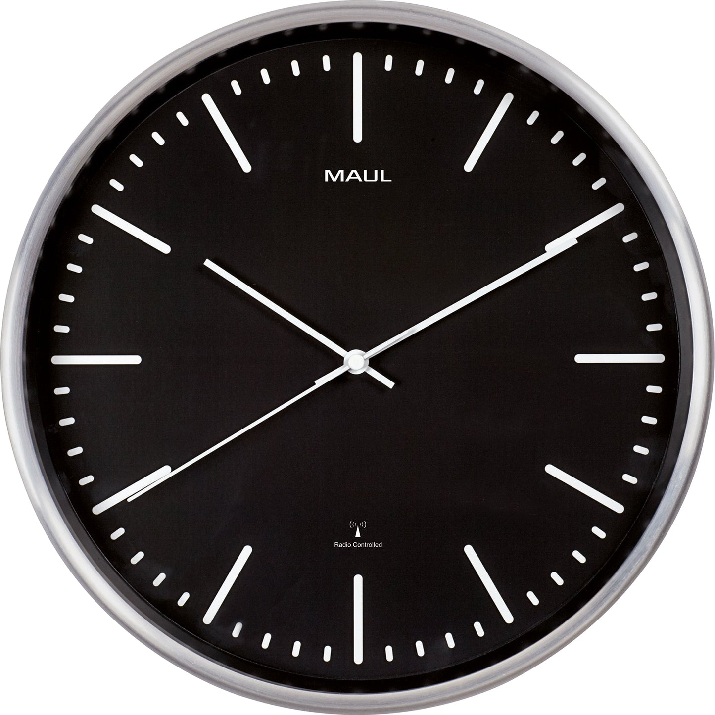 MAUL Funkuhr MAULfly 30,5cm Innenbereich Aluminium, gebürstet