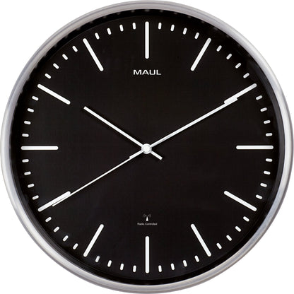 MAUL Funkuhr MAULfly 30,5cm Innenbereich Aluminium, gebürstet