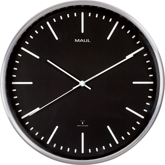 MAUL Funkuhr MAULfly 30,5cm Innenbereich Aluminium, gebürstet