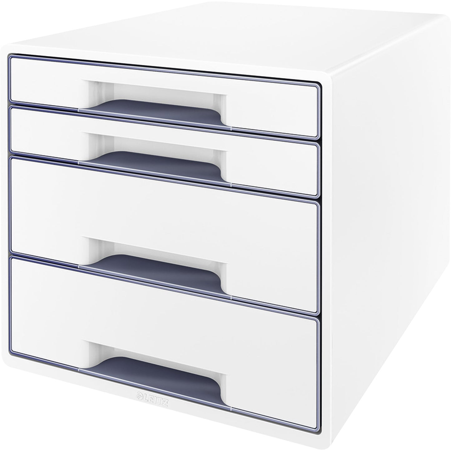 Leitz Schubladenbox WOW CUBE 4 Schubladen DIN A4 Polystyrol Gehäusefarbe: weiß Farbe der Schublade: grau/weiß