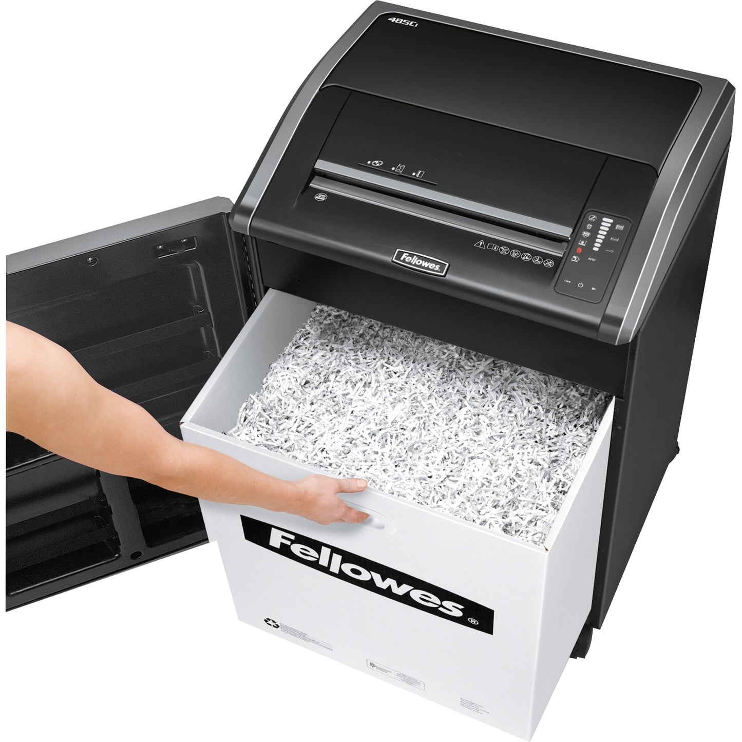 Fellowes® Aktenvernichter Powershred 485Ci P-4 Papier, Heftklammern, Büroklammern, Kreditkarten, CDs/DVDs Partikelschnitt 32 Bl. silber/schwarz