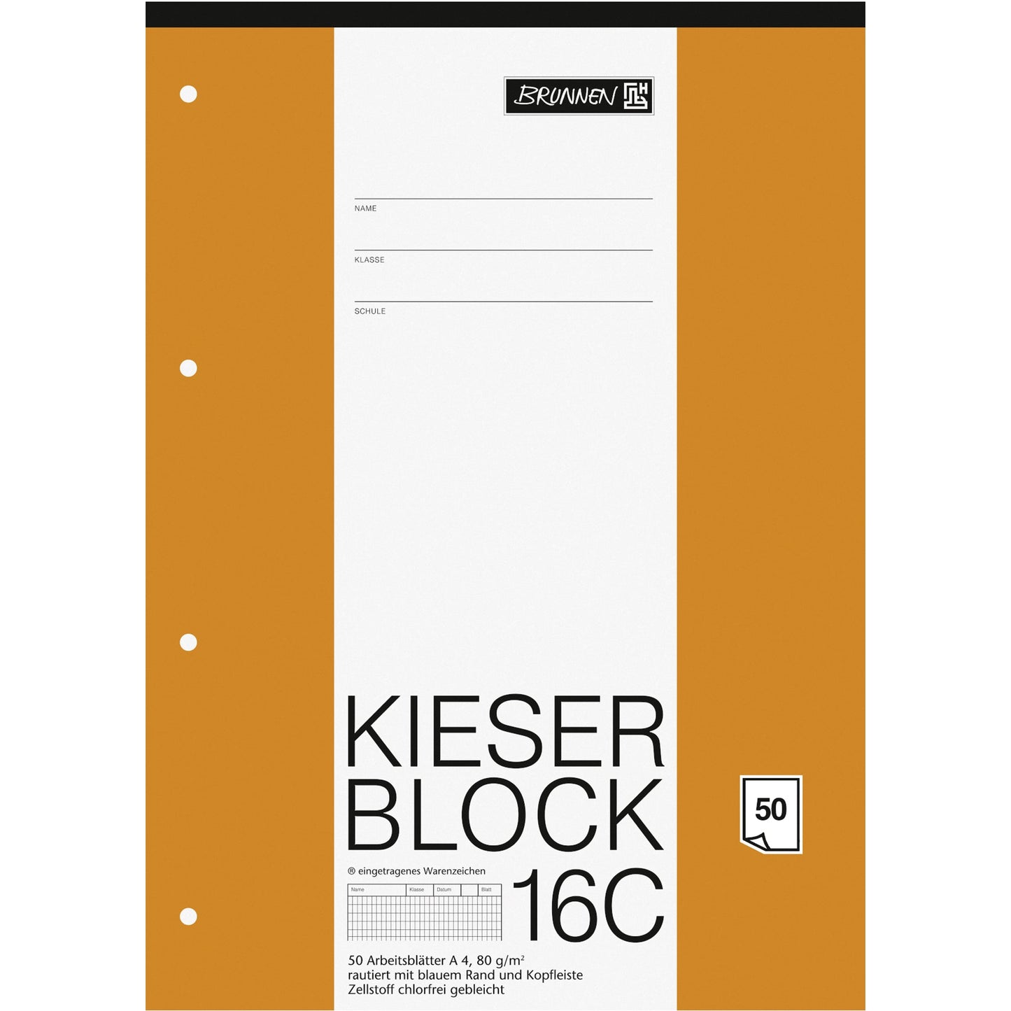 BRUNNEN Schulblock DIN A4 rautiert 80g/m²