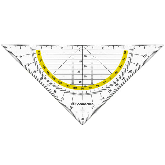 Soennecken Geometriedreieck 16cm mit farbig hinterlegten Winkelgraden doppelseitig ohne Griff Kunststoff transparent