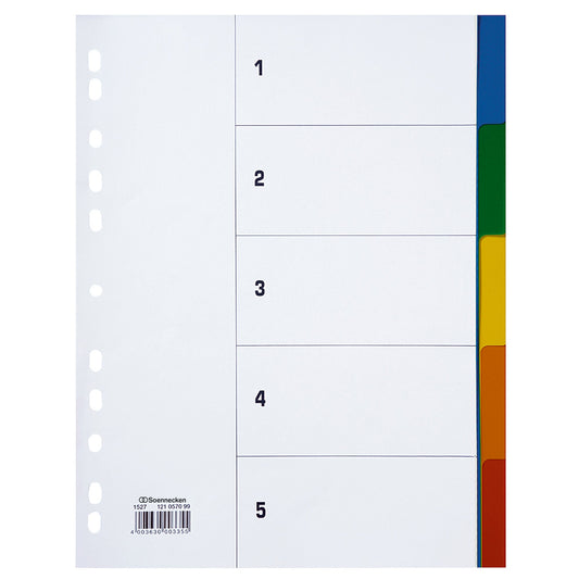 Soennecken Ordnerregister DIN A4 blanko Polypropylen mehrfarbig 5 Registerblätter