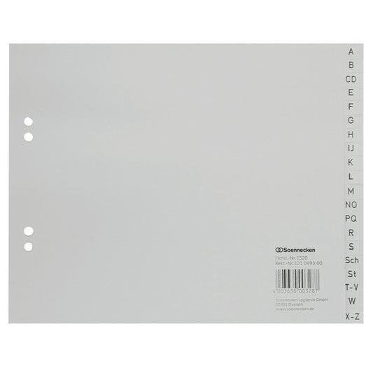 Soennecken A-Z Register DIN A4 Polypropylen grau 20 Registerblätter