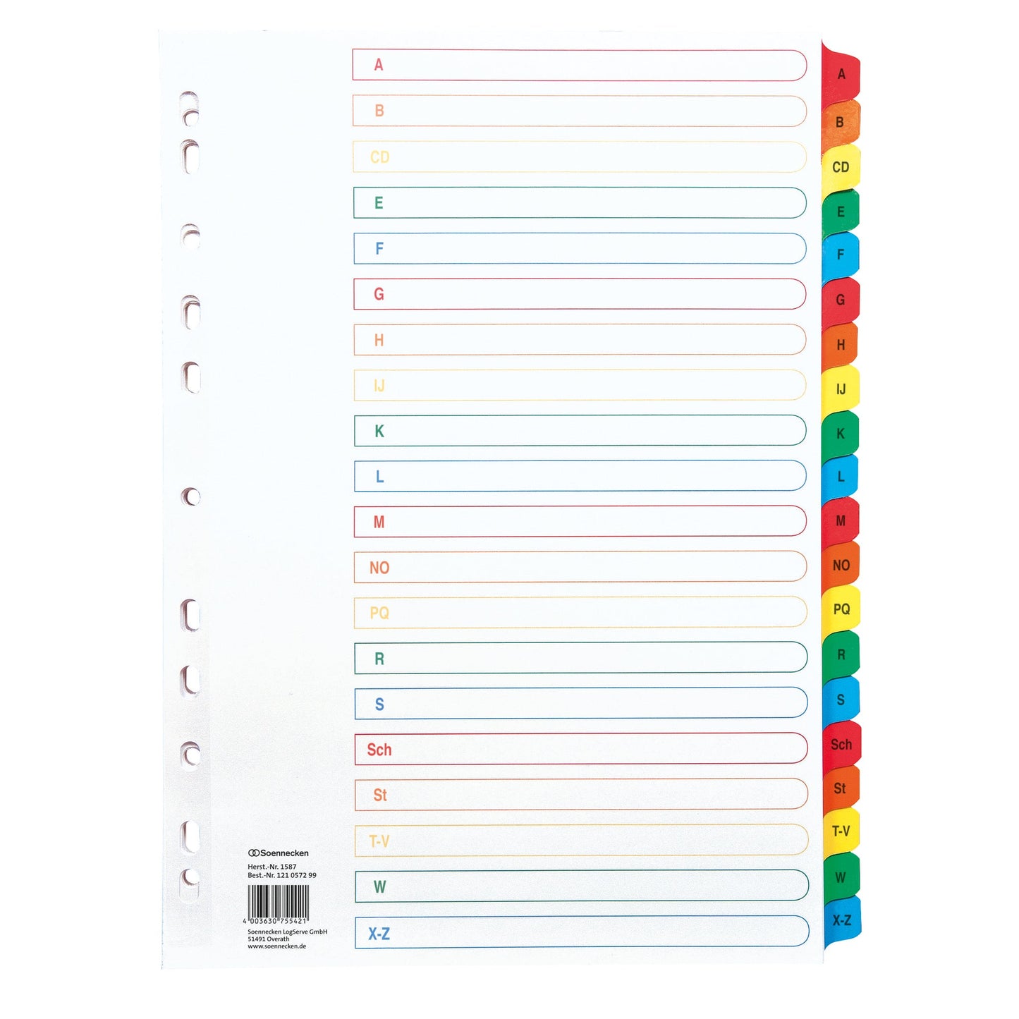 Soennecken A-Z Register DIN A4 Karton mehrfarbig 20 Registerblätter