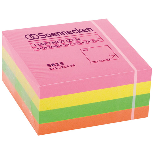 Soennecken Haftnotizwürfel 75 x 75 mm (B x H) neonfarben 400 Bl.