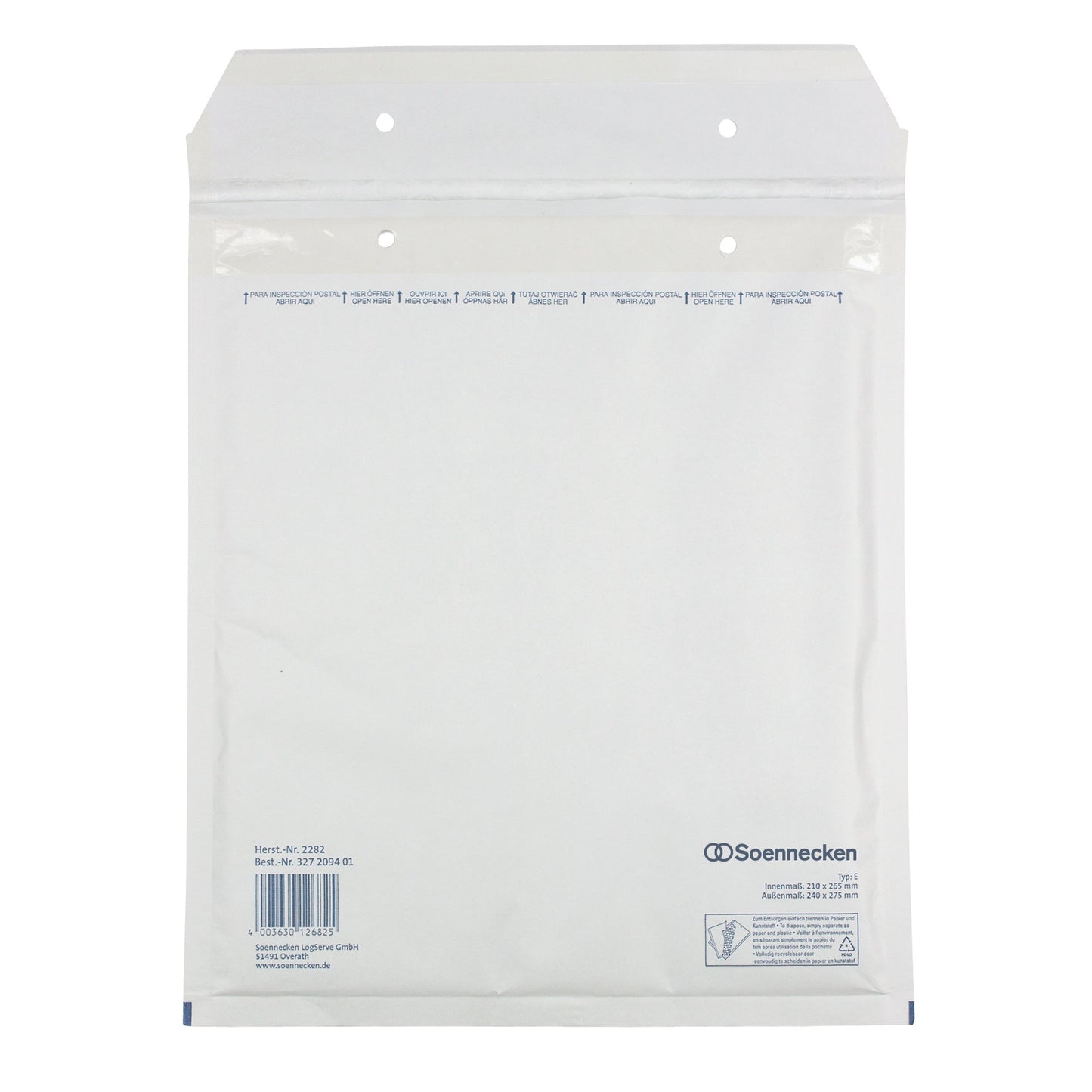 Soennecken Luftpolstertasche E/2 mit Haftklebung Kraftpapier weiß 5 St./Pack.