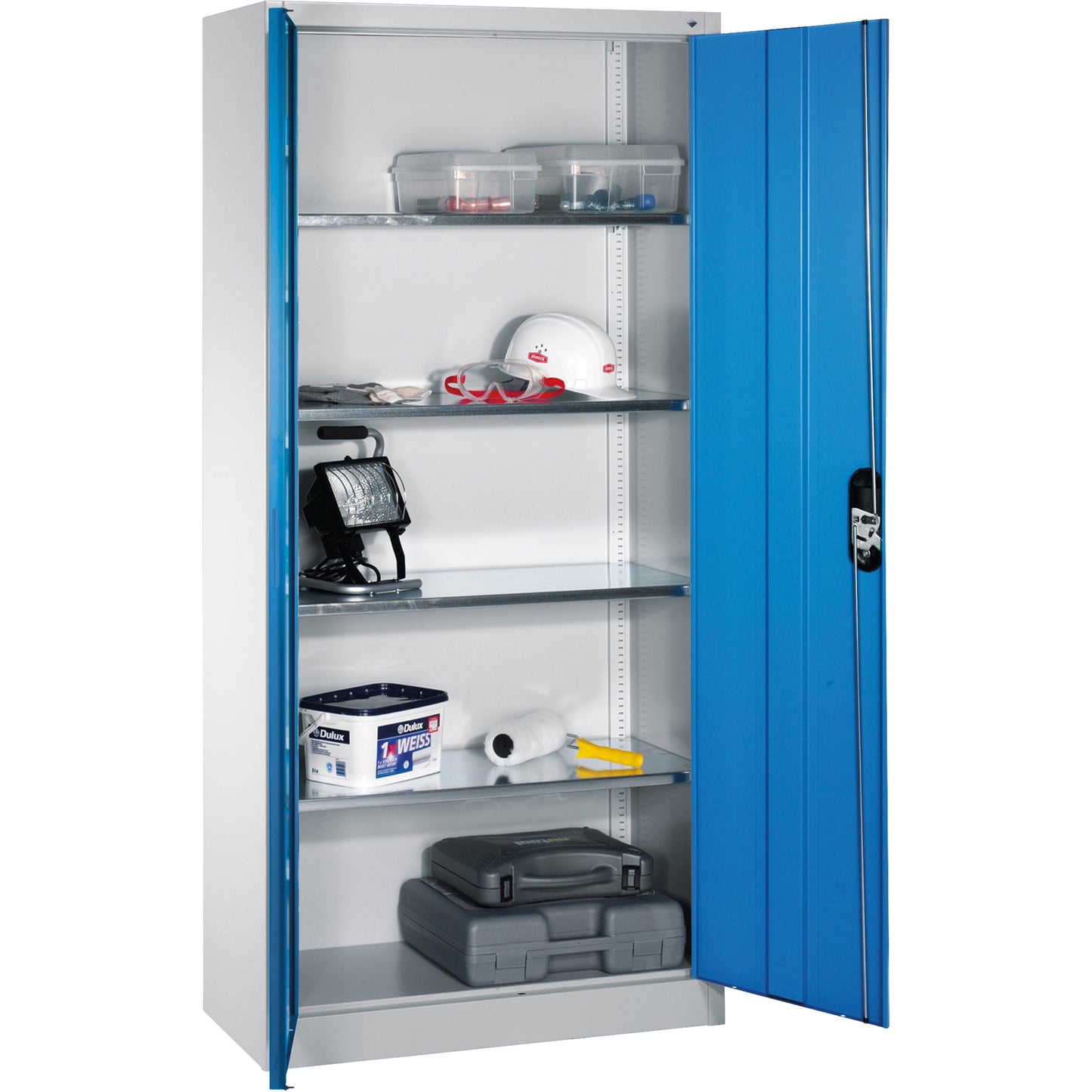 C+P Werkzeugschrank Serie 89 930 x 1.950 x 400 mm (B x H x T) Stahl, lackiert Farbe der Front: lichtblau Farbe des Korpus: lichtgrau