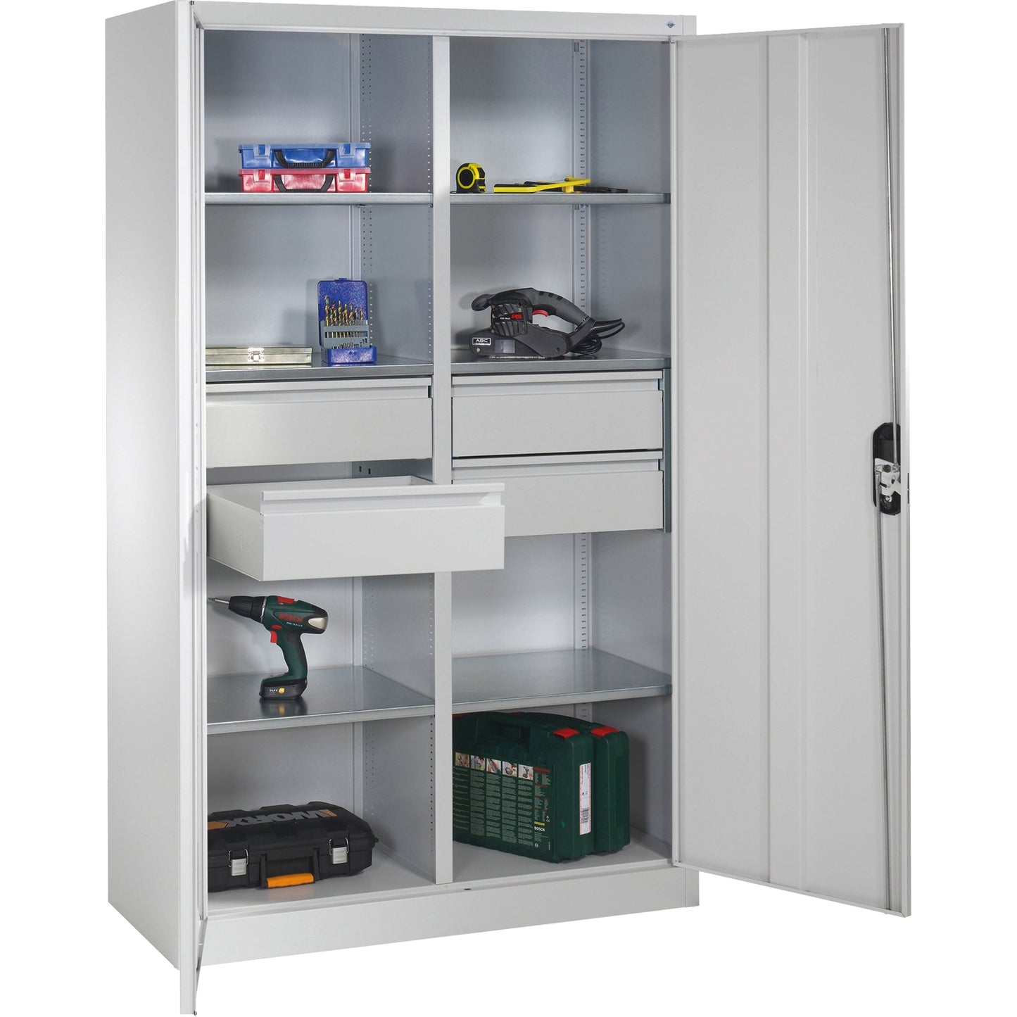 C+P Werkzeugschrank 1.200 x 1.950 x 500 mm (B x H x T) Stahl, lackiert Farbe der Front: lichtgrau Farbe des Korpus: lichtgrau