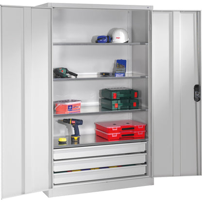 C+P Werkzeugschrank Serie 89 1.200 x 1.950 x 500 mm (B x H x T) Stahl, lackiert Farbe der Front: lichtgrau Farbe des Korpus: lichtgrau
