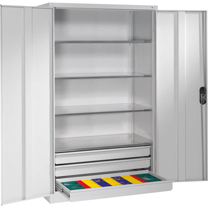 C+P Werkzeugschrank Serie 89 1.200 x 1.950 x 600 mm (B x H x T) Stahl, lackiert Farbe der Front: lichtgrau Farbe des Korpus: lichtgrau
