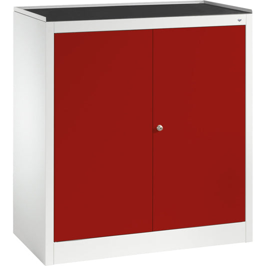 C+P Werkzeugschrank Serie 89 940 x 1.000 x 500 mm (B x H x T) inkl. Gummiriefenmatte Stahl, lackiert Farbe der Front: rubinrot Farbe des Korpus: lichtgrau