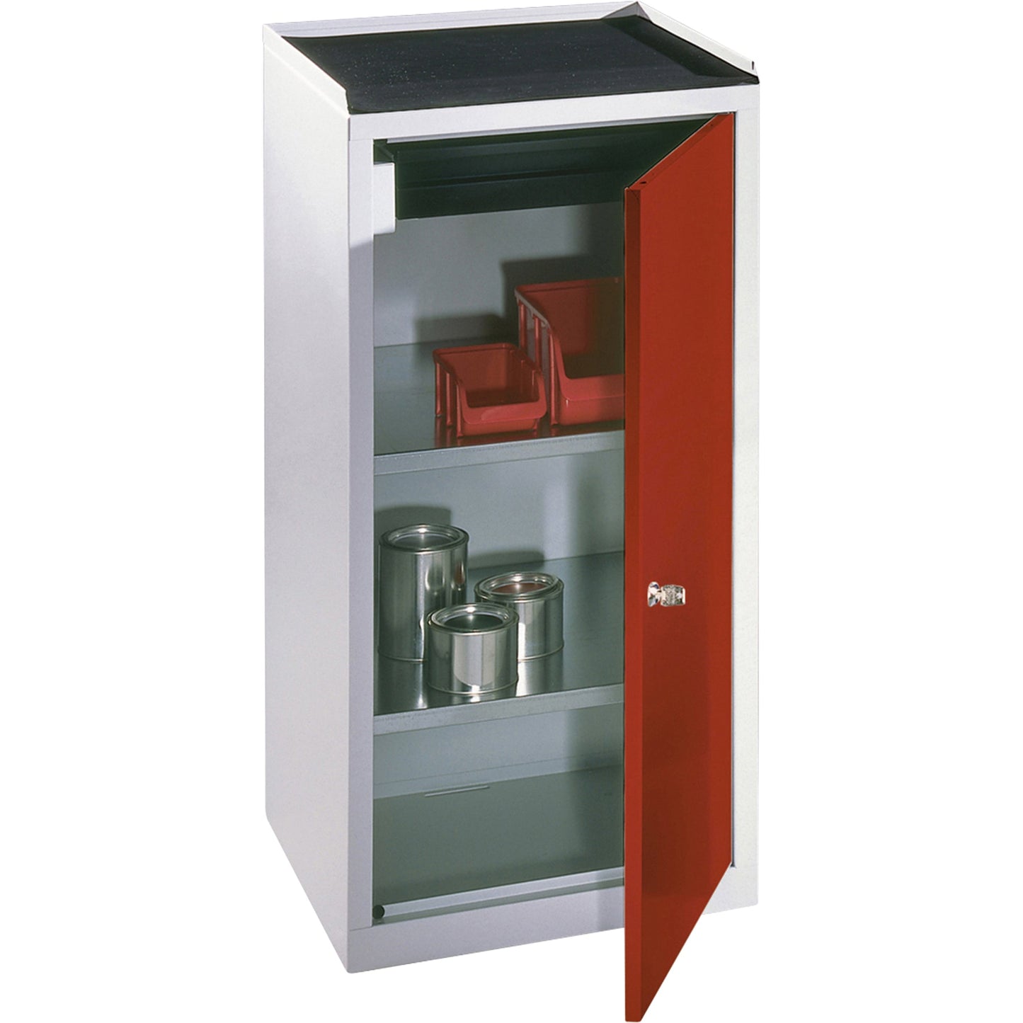 C+P Werkzeugschrank Serie 89 500 x 1.000 x 500 mm (B x H x T) inkl. Gummiriefenmatte Stahl, lackiert Farbe der Front: rubinrot Farbe des Korpus: lichtgrau