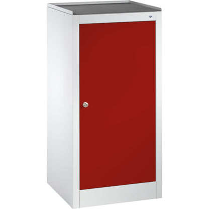 C+P Werkzeugschrank Serie 89 500 x 1.000 x 500 mm (B x H x T) inkl. Gummiriefenmatte Stahl, lackiert Farbe der Front: rubinrot Farbe des Korpus: lichtgrau