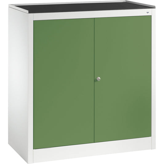 C+P Werkzeugschrank Serie 89 940 x 1.000 x 500 mm (B x H x T) inkl. Gummiriefenmatte Stahl, lackiert Farbe der Front: resedagrün Farbe des Korpus: lichtgrau