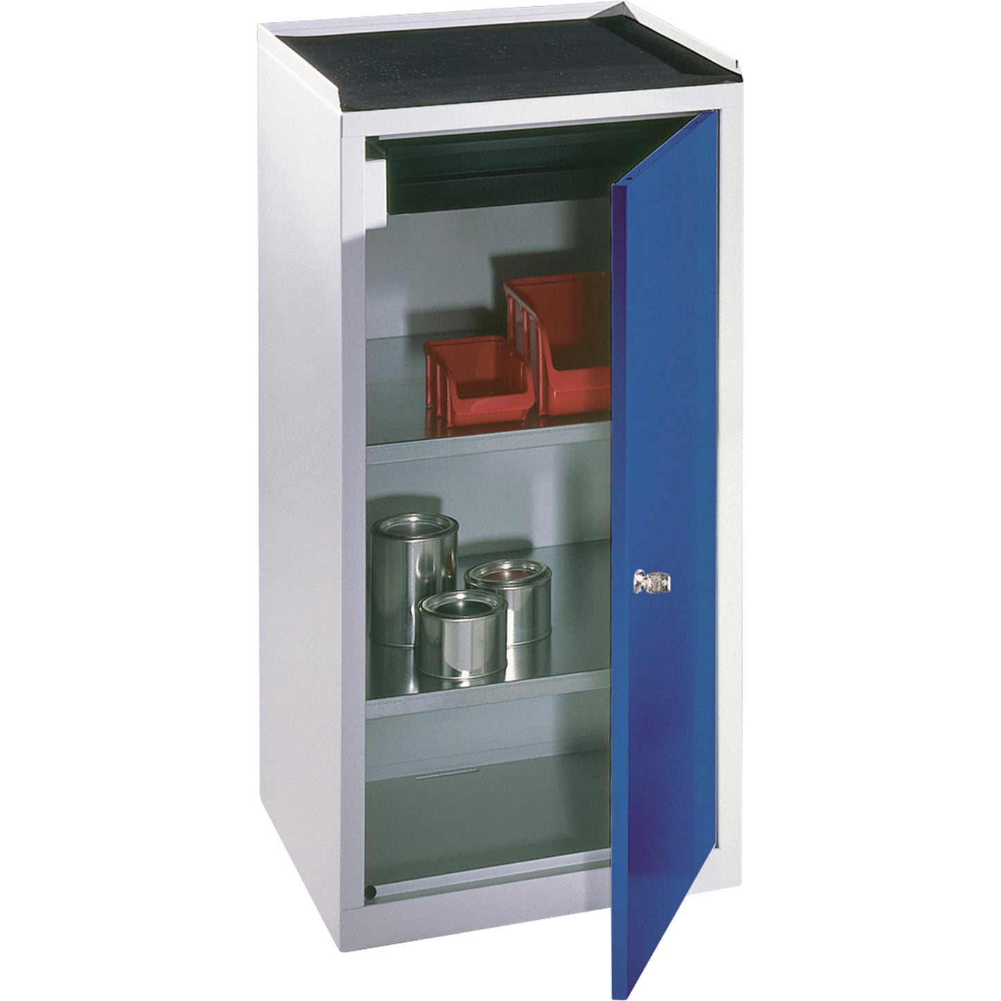 C+P Werkzeugschrank Serie 89 500 x 1.000 x 500 mm (B x H x T) inkl. Gummiriefenmatte Stahl, lackiert Farbe der Front: enzianblau Farbe des Korpus: lichtgrau