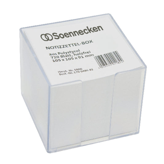 Soennecken Zettelbox 10,5 x 10,5 x 9,1 cm (B x H x T) 9,7 x 9,7 cm (B x H) 720 Bl. gefüllt Kunststoff transparent