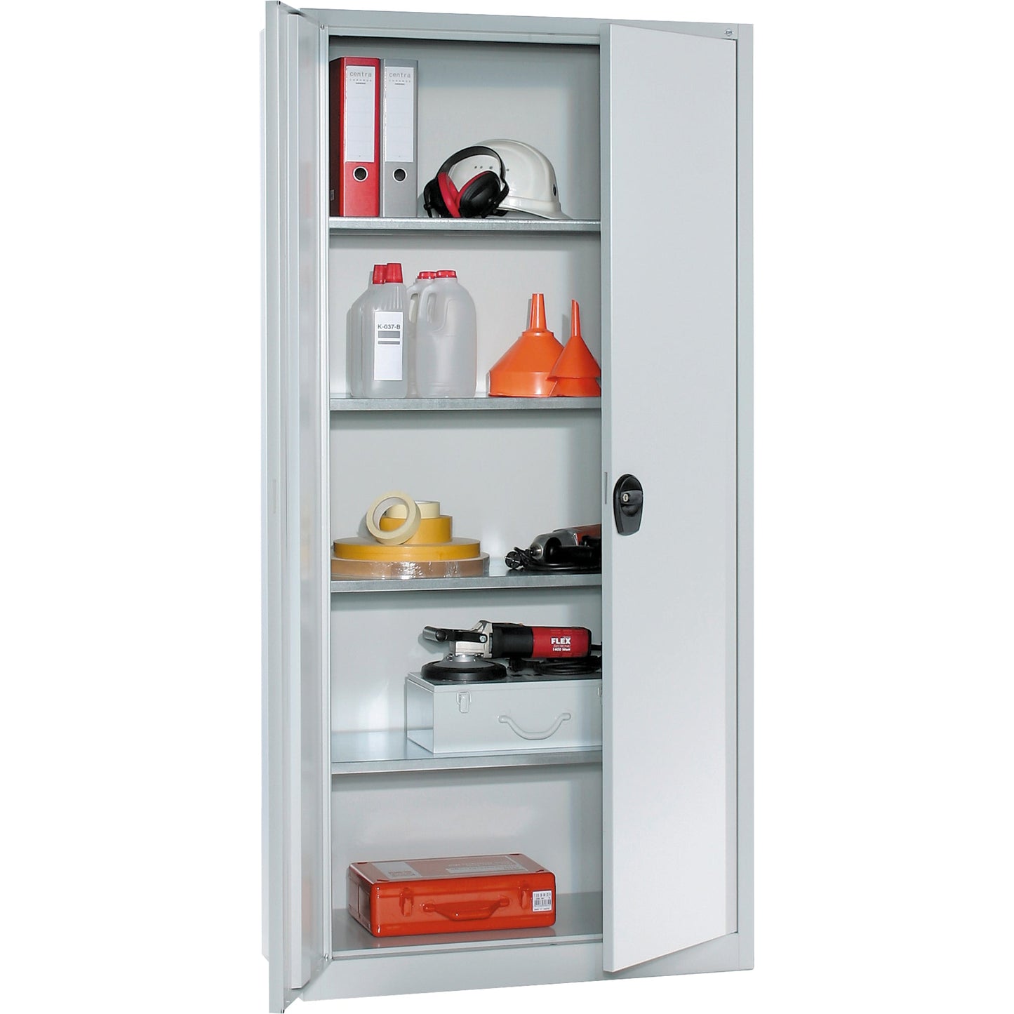 C+P Flügeltürenschrank 935 x 1.950 x 400 mm (B x H x T) 4 Fachböden Stahl Farbe: lichtgrau