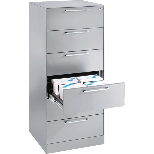 C+P Karteischrank Asisto 562 x 1.298 x 600 mm (B x H x T) 6 Schubladen Stahl, lackiert lichtgrau