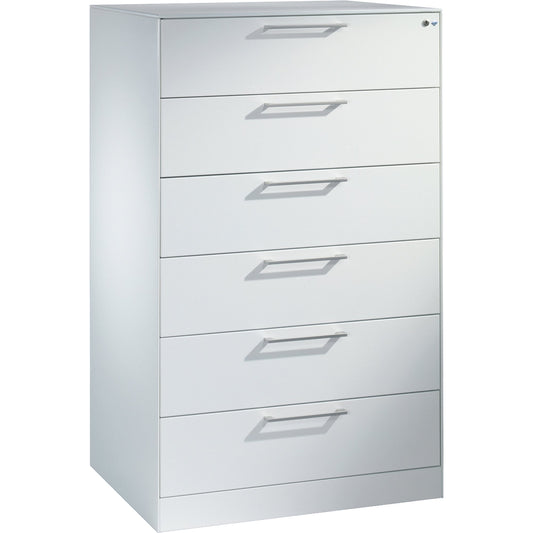 C+P Karteischrank Asisto 800 x 1.298 x 600 mm (B x H x T) 6 Schubladen Stahl, lackiert lichtgrau