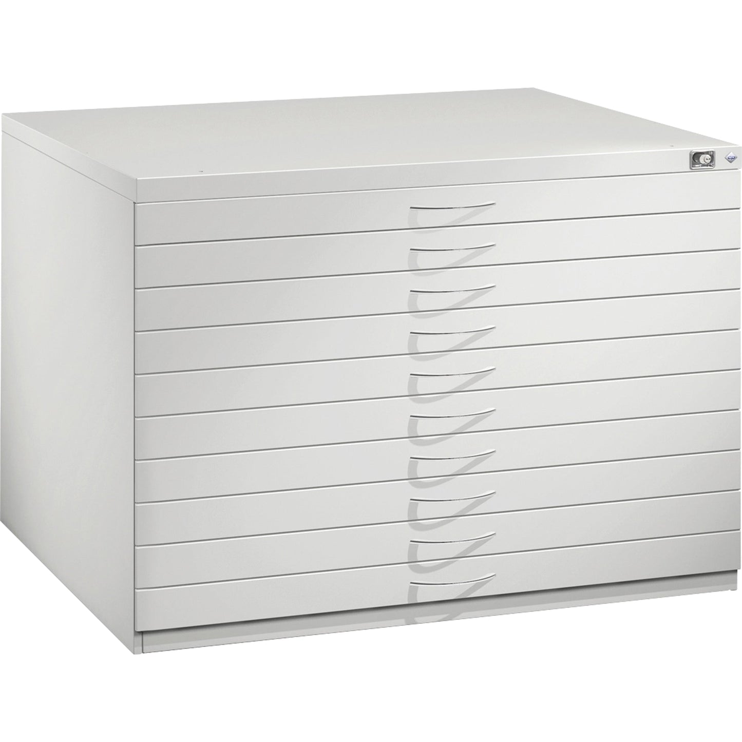 C+P Schubladenschrank Serie 7100 1.100 x 760 x 765 mm (B x H x T) 10 Schubladen Stahl, lackiert Farbe: lichtgrau