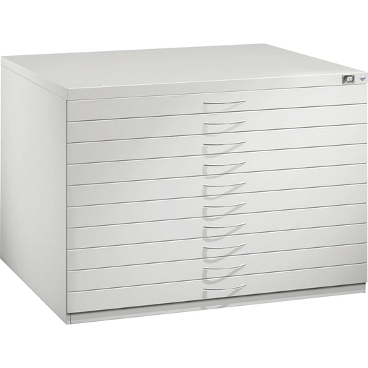C+P Schubladenschrank Serie 7100 1.100 x 760 x 765 mm (B x H x T) 10 Schubladen Stahl, lackiert Farbe: lichtgrau