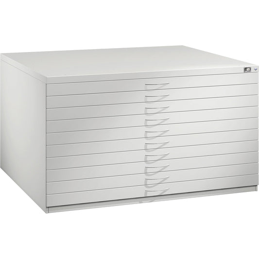 C+P Schubladenschrank Serie 7200 1.350 x 760 x 960 mm (B x H x T) 10 Schubladen Stahl, lackiert Farbe: lichtgrau
