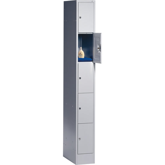 C+P Schließfachschrank Serie 8070 5 Fächer Stahl, lackiert lichtgrau