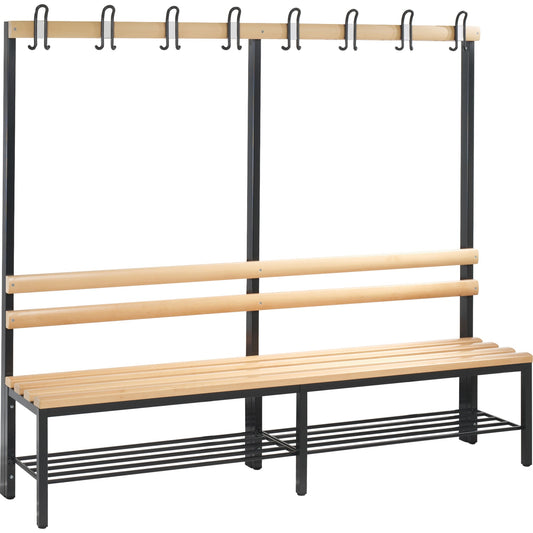 C+P Umkleidebank Basic 1.960 x 1.710 x 403 mm (B x H x T) schwarzgrau