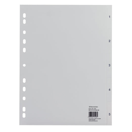 Soennecken Zahlenregister DIN A4 1-5 Polypropylen grau
