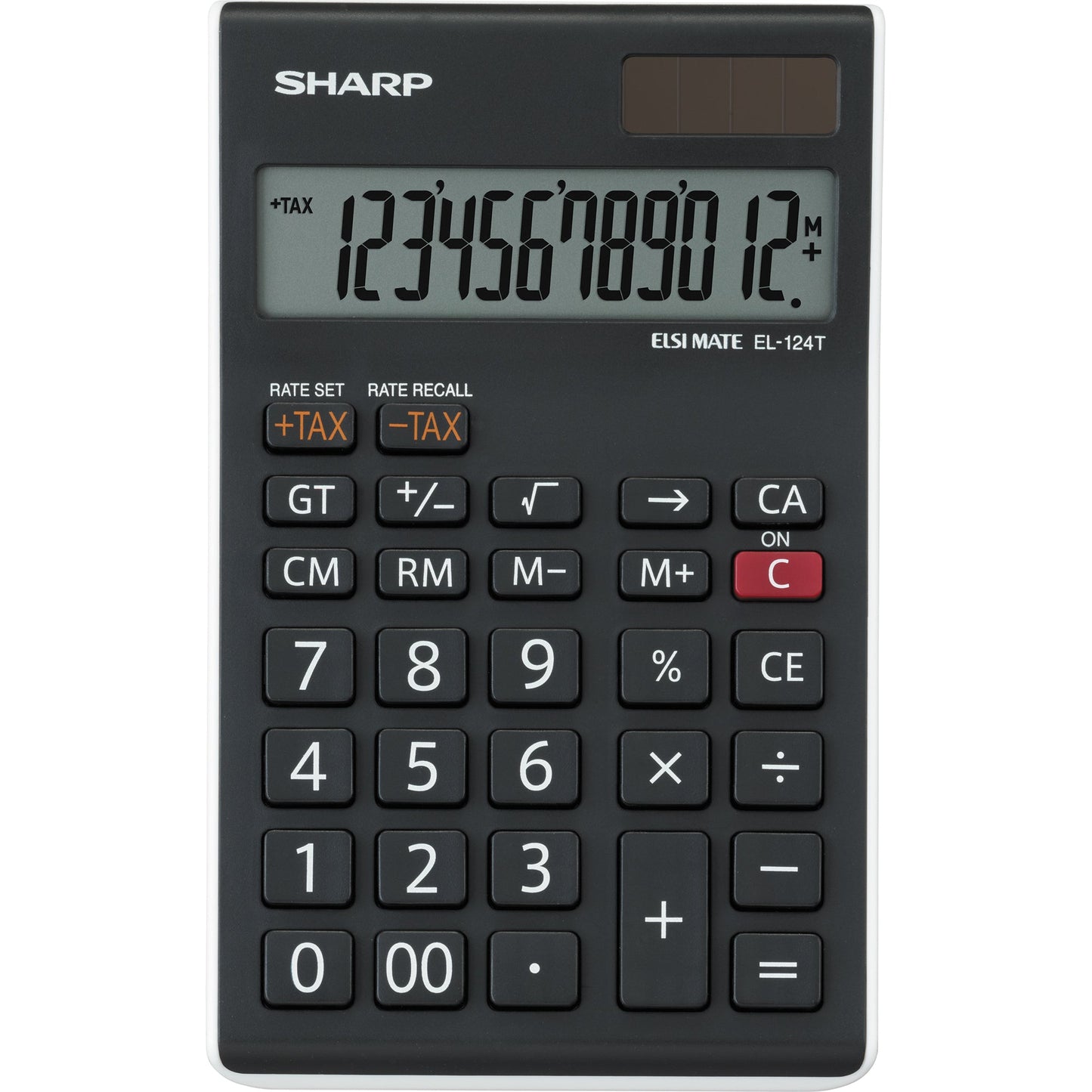 Sharp Tischrechner EL-124TWH 96 x 12 x 152 mm (B x H x T) Batterie, Solar-Energie schwarz