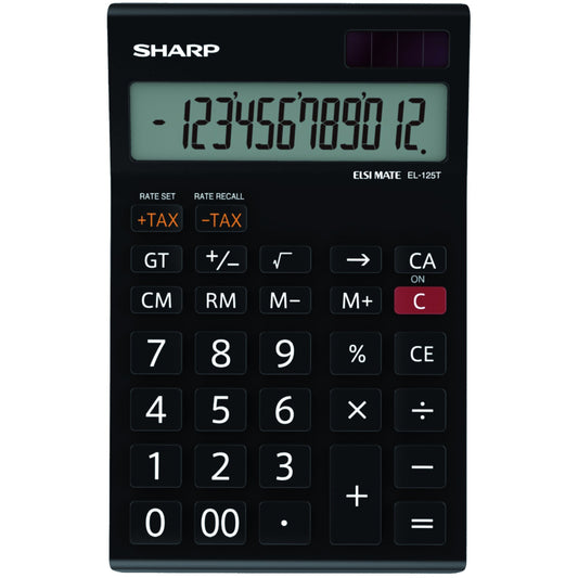 Sharp Tischrechner EL-125TWH 112 x 13 x 176 mm (B x H x T) Batterie, Solar-Energie schwarz