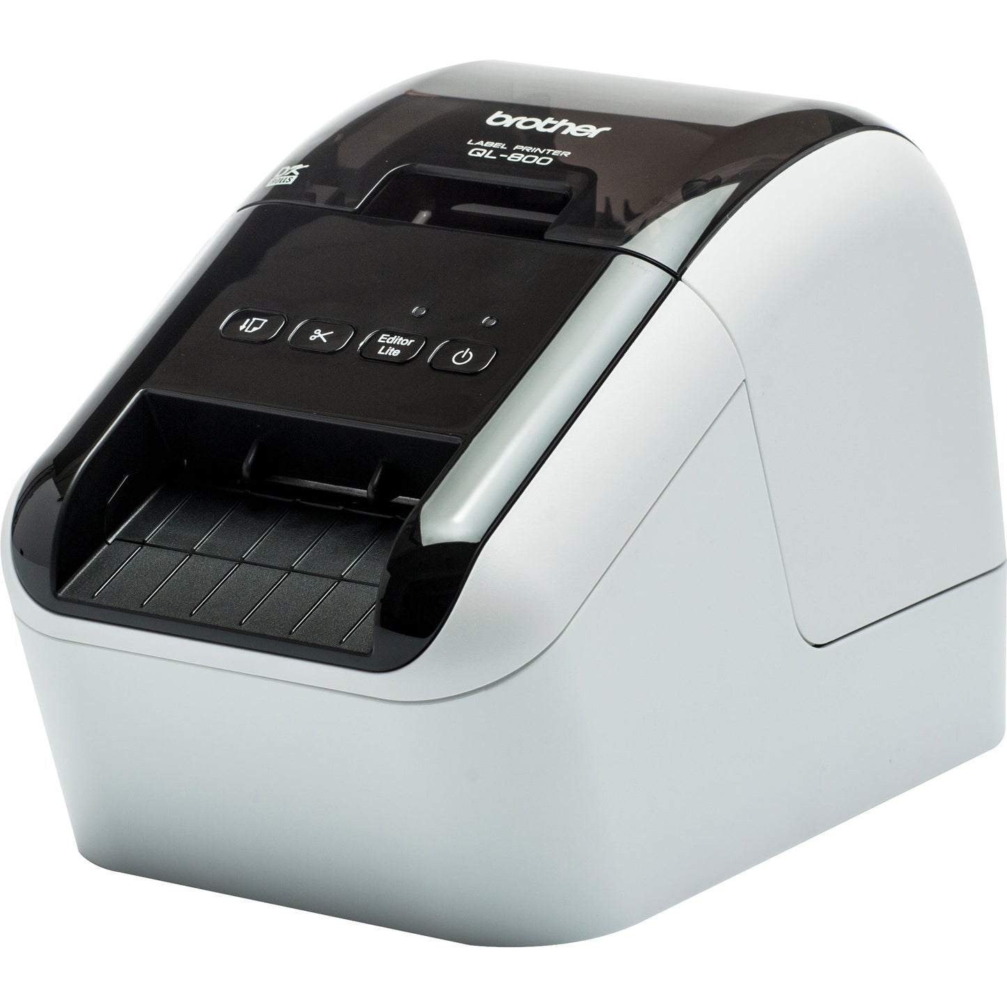 Brother Etikettendrucker QL-800 60,96mm schwarz: 93 Etik./Min., rot-schwarz: 15 Etik./Min. USB 2.0, USB-Host inkl. 2 Etikettenrollen (Einzel-Etiketten 29 x 90 mm, 100 St., Endlos-Etikett 62 mm x 5 m, Rot-Schwarz-Druck), Netzkabel, USB-Kabel, Dokumentation