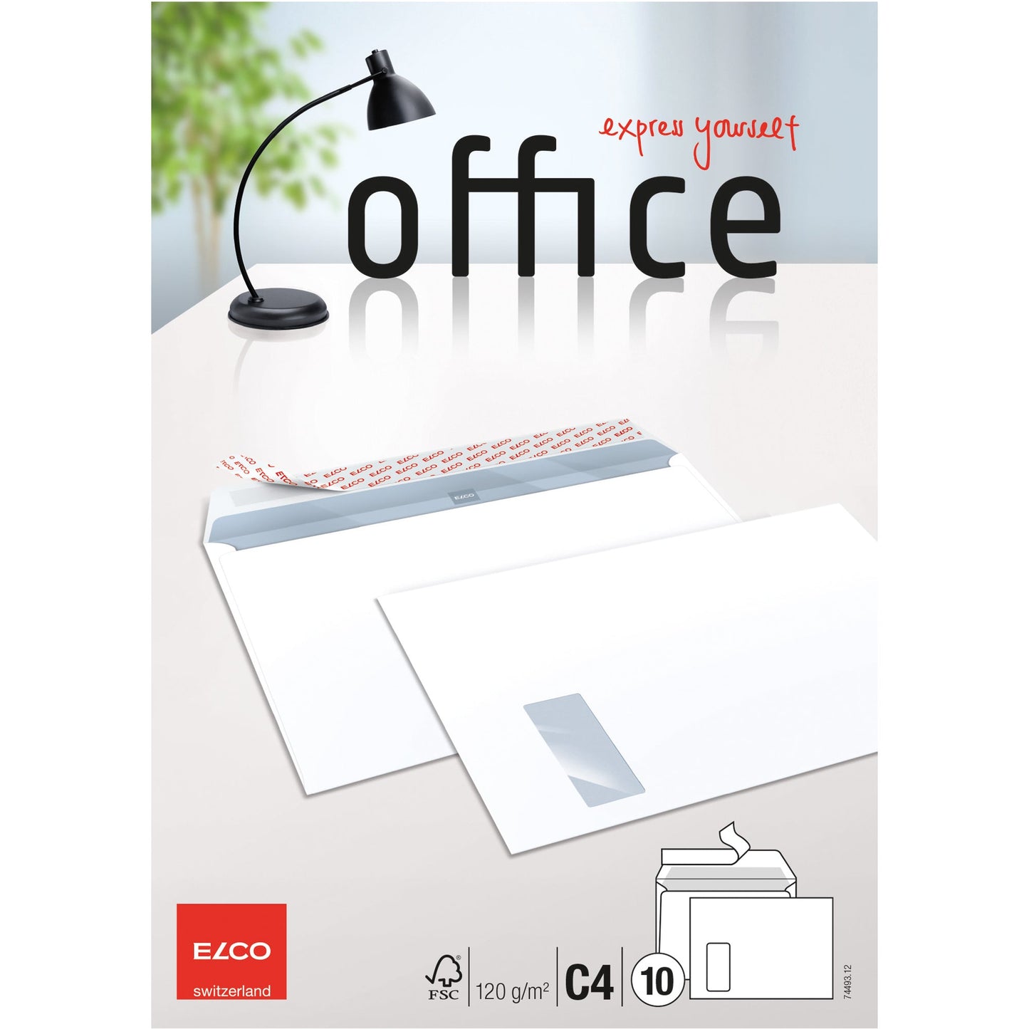ELCO Versandtasche Office DIN C4 324 x 229 mm (B x H) mit Haftklebung mit Fenster 120g/m² ohne Fadenverstärkung hochweiß 10 St./Pack.